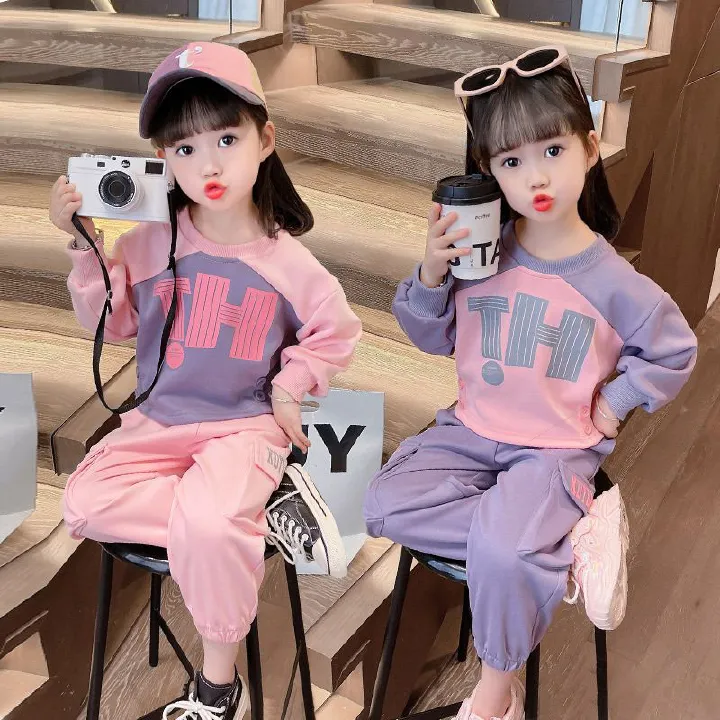 Girls Sweatshirt Set Autumn Children Casual Long Sleeved Two-piece Set 3-10 Years Old Girls Fashionable Sports Set