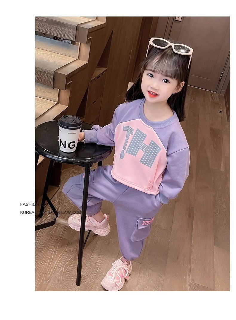 Girls Sweatshirt Set Autumn Children Casual Long Sleeved Two-piece Set 3-10 Years Old Girls Fashionable Sports Set