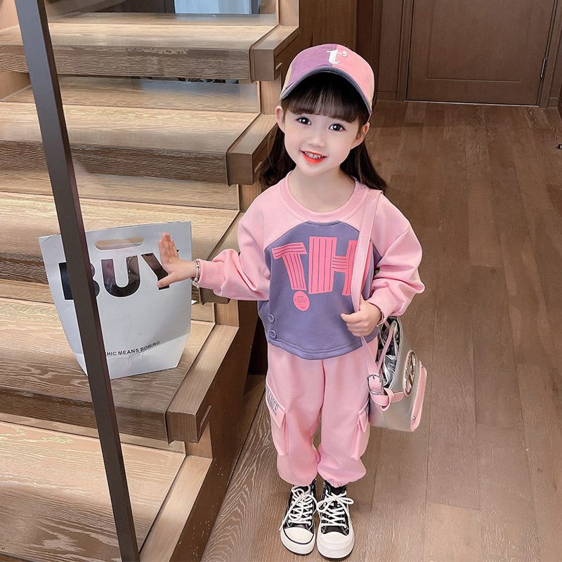 Girls Sweatshirt Set Autumn Children Casual Long Sleeved Two-piece Set 3-10 Years Old Girls Fashionable Sports Set