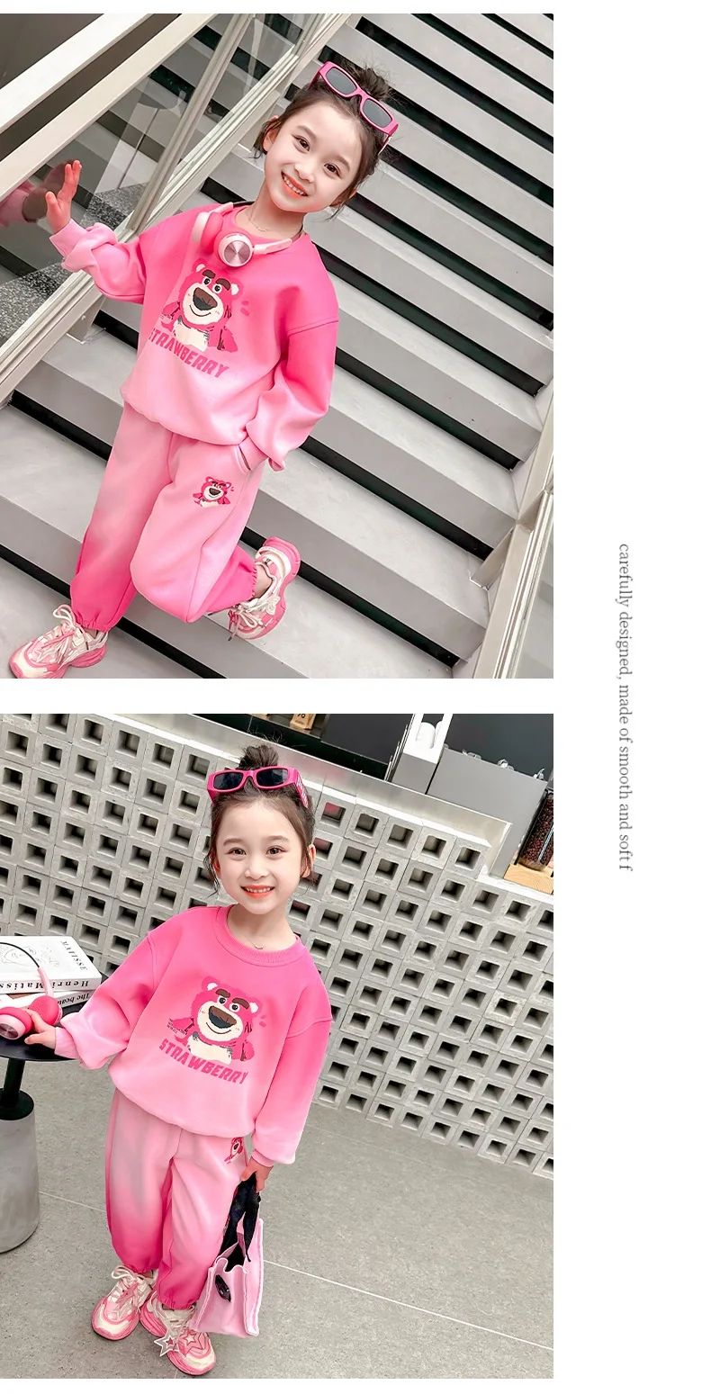 Sanrio Cartoon Print Hoodies Sets for Girls Spring Autumn Long Sleeved Top and Long Pant Two Piece Kuromi Children's Tracksuits
