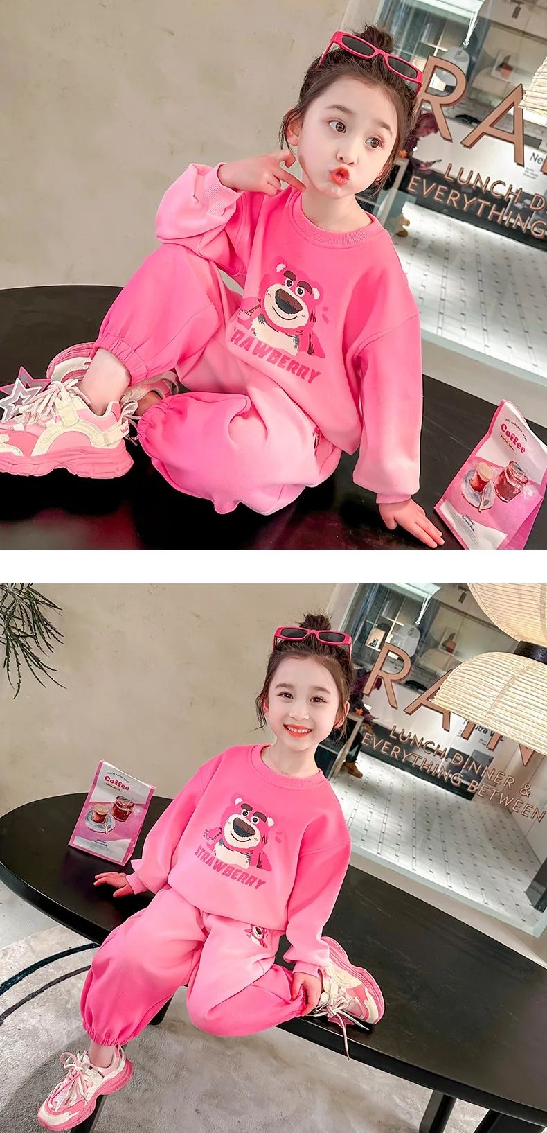 Sanrio Cartoon Print Hoodies Sets for Girls Spring Autumn Long Sleeved Top and Long Pant Two Piece Kuromi Children's Tracksuits