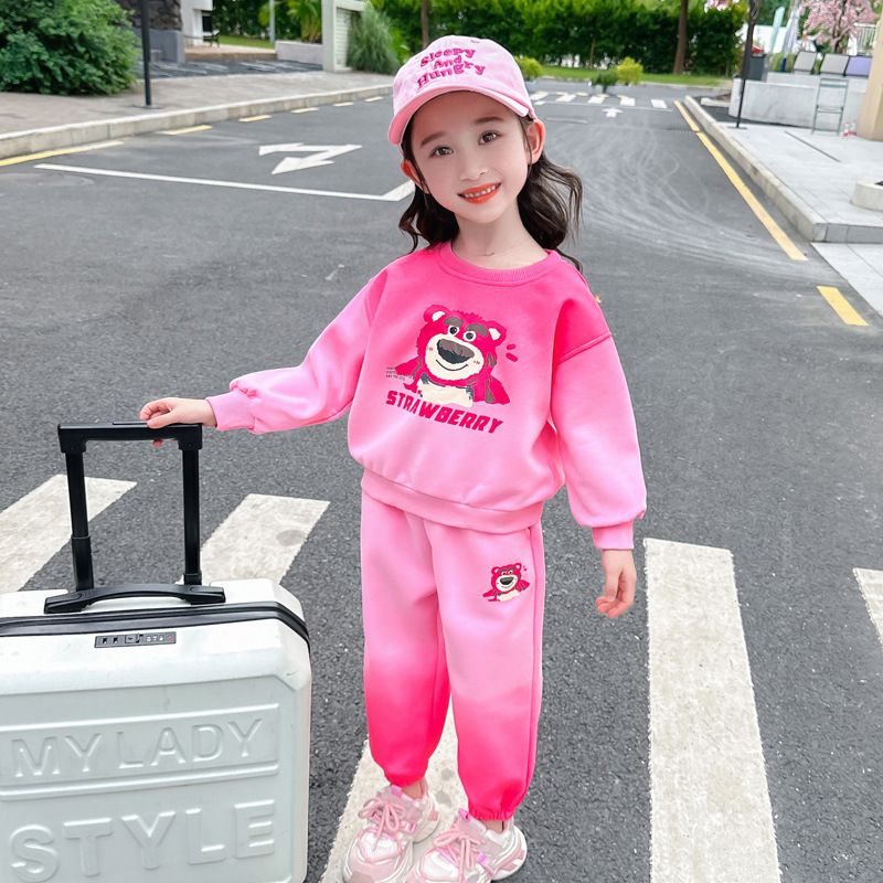 Sanrio Cartoon Print Hoodies Sets for Girls Spring Autumn Long Sleeved Top and Long Pant Two Piece Kuromi Children's Tracksuits