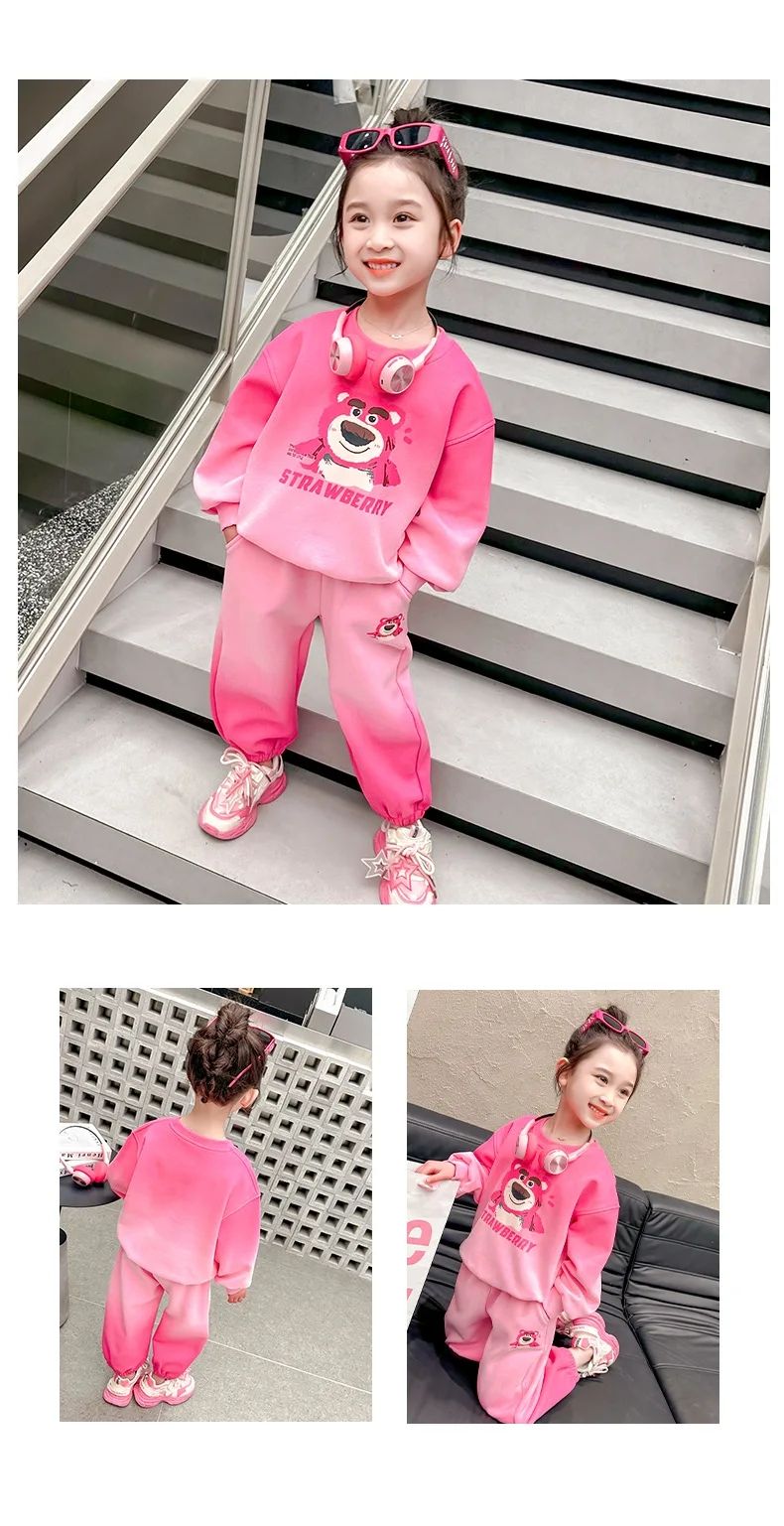 Sanrio Cartoon Print Hoodies Sets for Girls Spring Autumn Long Sleeved Top and Long Pant Two Piece Kuromi Children's Tracksuits