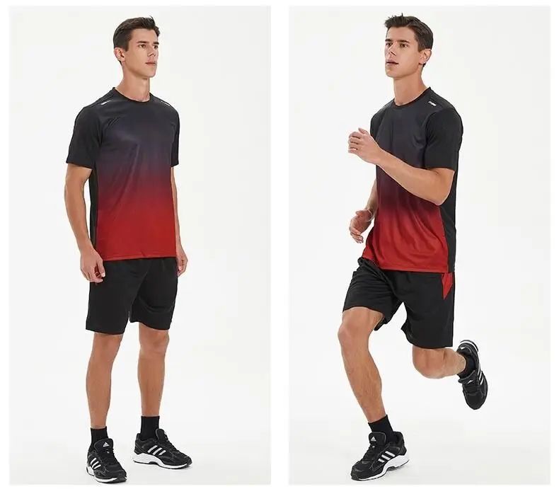 Adult Running Sportswear Ice Silk Quick Drying T-shirt Short Sleeve Uniform Fitness Clothes Tracksuit Gym Sports Outfit Clothing