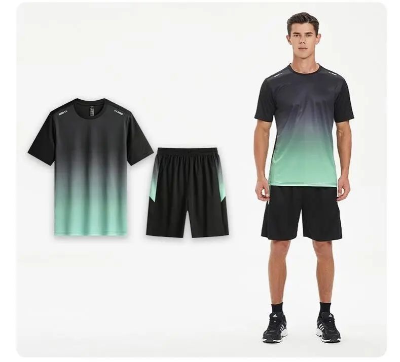 Adult Running Sportswear Ice Silk Quick Drying T-shirt Short Sleeve Uniform Fitness Clothes Tracksuit Gym Sports Outfit Clothing