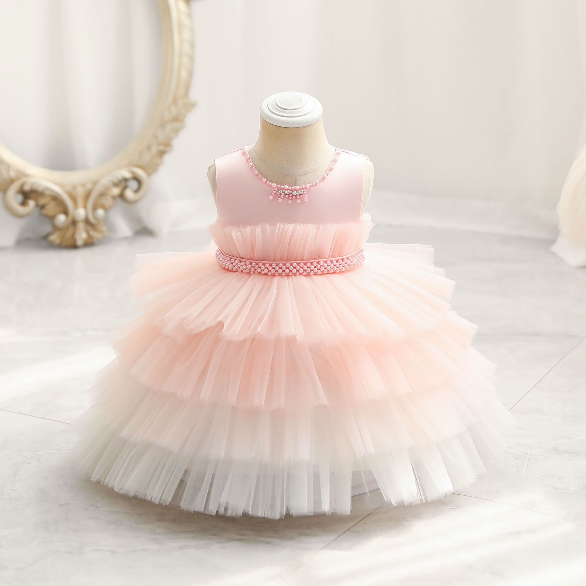 Children's dress colour blocking princess dress female baby baby birthday party dress baby dress