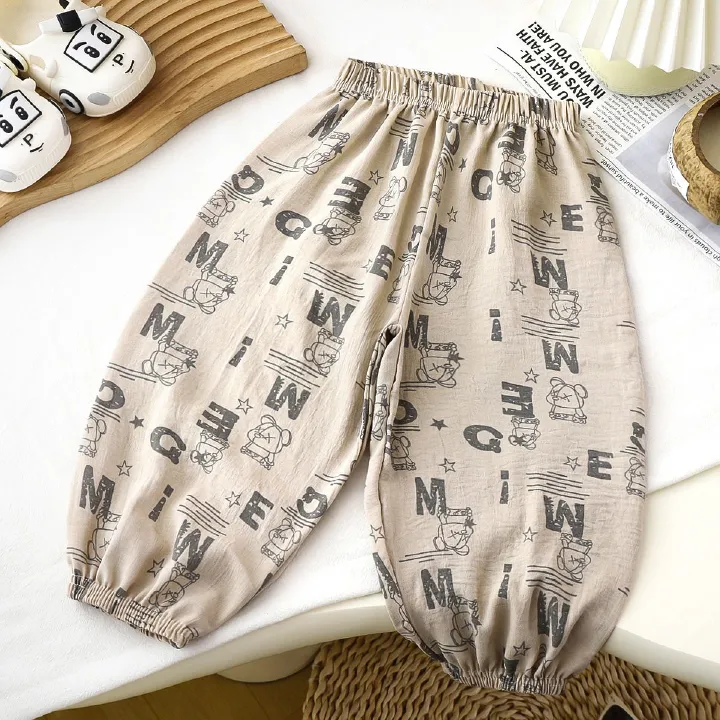 1pcs New Summer Children's Pants for Boys & Girls - Breathable Anti-mosquito Lantern Pants in Thin Style for Toddlers & Little Kids (Kids' Wear)