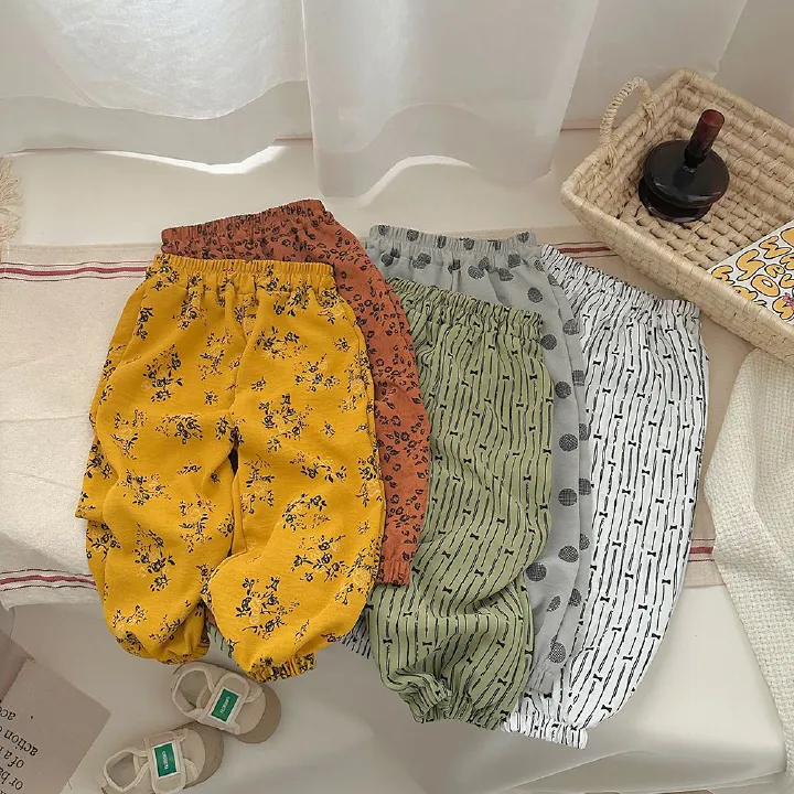 1pcs Summer New Style Thin Anti-mosquito Pants for Kids, Boys & Girls, Floral Print, Toddler & Baby Children's Trousers