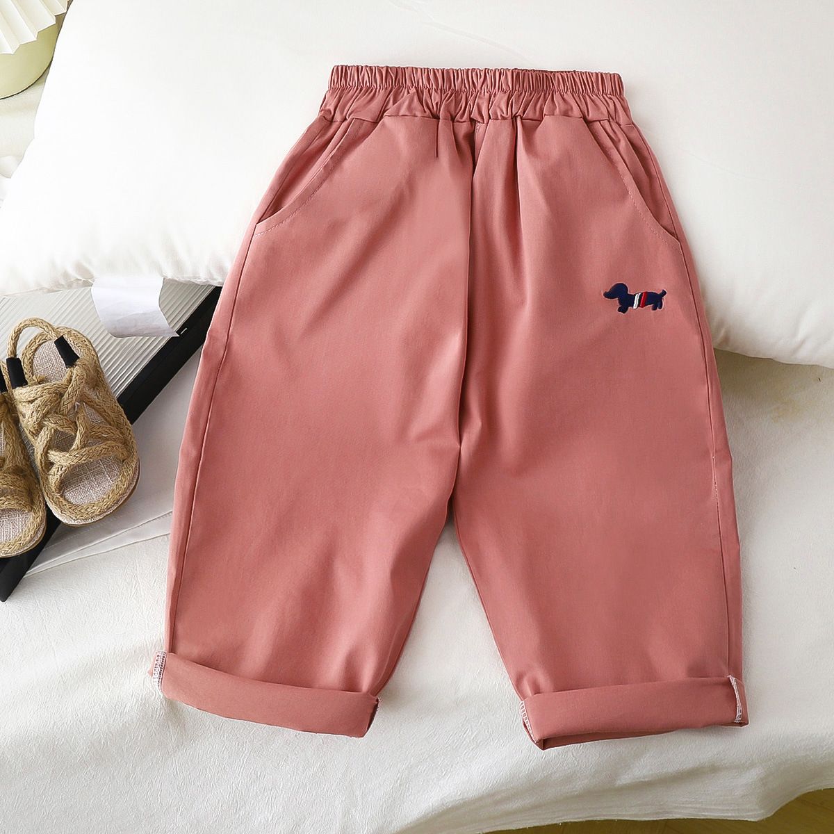 1pcs Summer Long Pants for Kids, Boys' and Girls' Solid - colored Outer - wear Trousers, Trendy and Casual Baby Trousers, Children's Clothing
