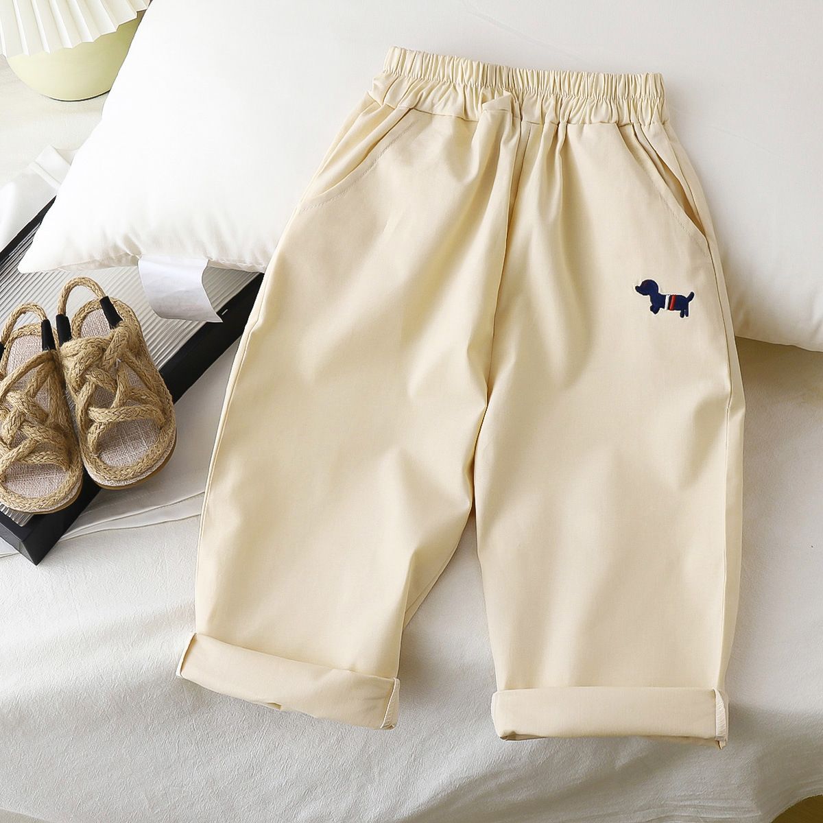 1pcs Summer Long Pants for Kids, Boys' and Girls' Solid - colored Outer - wear Trousers, Trendy and Casual Baby Trousers, Children's Clothing