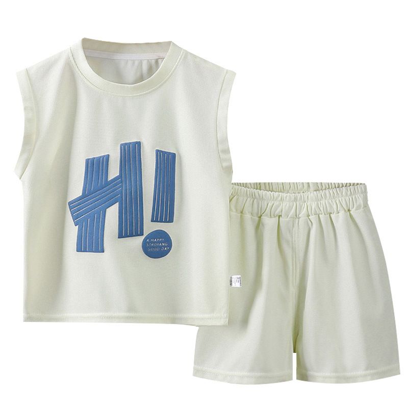 1set Boys' Sleeveless Vest Set for Summer, New Style! Thin Baby Casual Two-Piece Set with Shorts, Children's Clothing