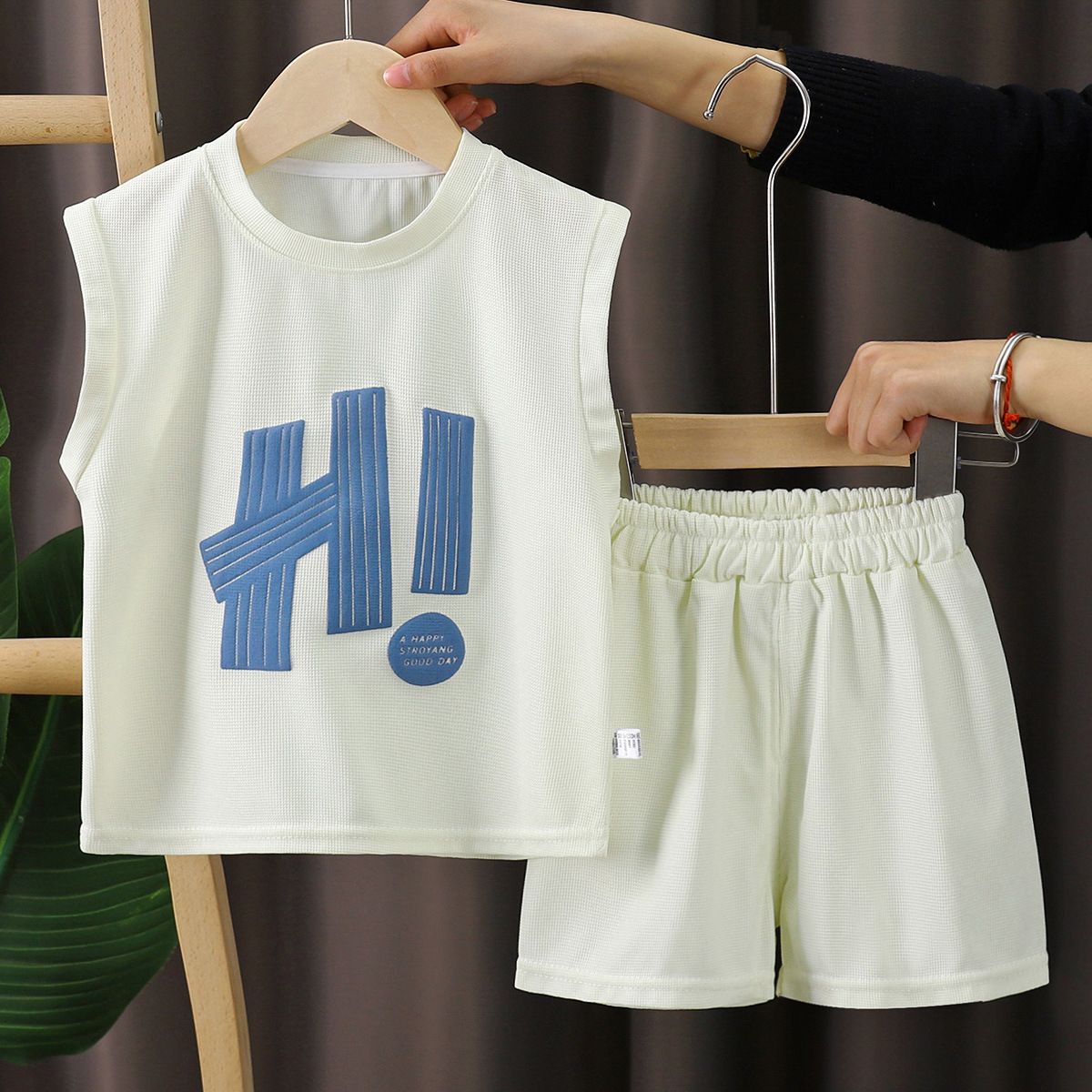 1set Boys' Sleeveless Vest Set for Summer, New Style! Thin Baby Casual Two-Piece Set with Shorts, Children's Clothing