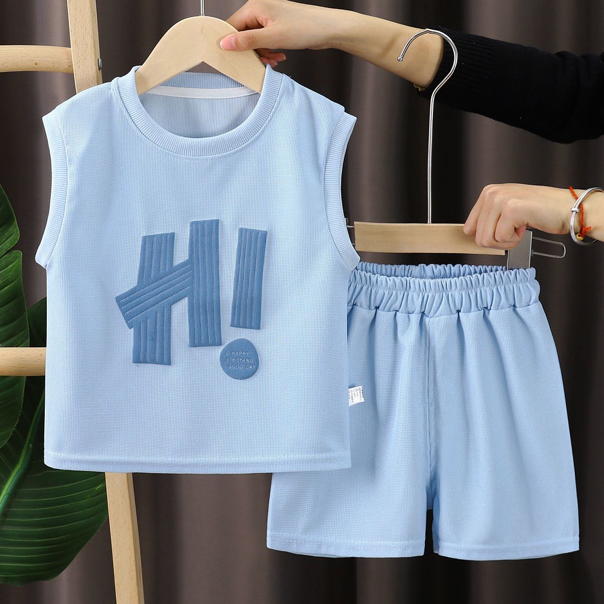 1set Boys' Sleeveless Vest Set for Summer, New Style! Thin Baby Casual Two-Piece Set with Shorts, Children's Clothing