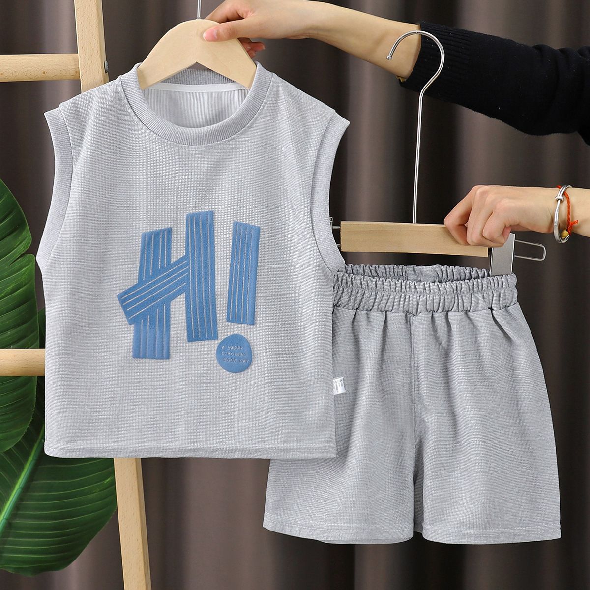 1set Boys' Sleeveless Vest Set for Summer, New Style! Thin Baby Casual Two-Piece Set with Shorts, Children's Clothing