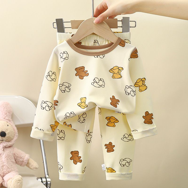 1set Children's Underwear Set, New Style for Baby in Autumn! Boys' Homewear and Girls' Clothing, Lycra Cotton Pajamas, Children's Clothing.