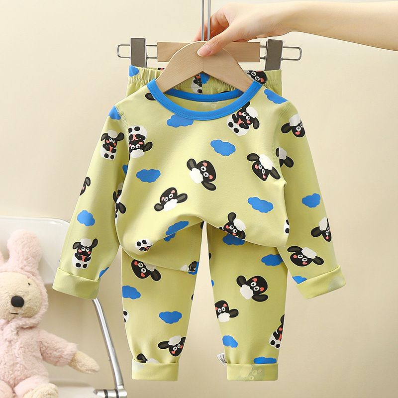 1set Children's Underwear Set, New Style for Baby in Autumn! Boys' Homewear and Girls' Clothing, Lycra Cotton Pajamas, Children's Clothing.