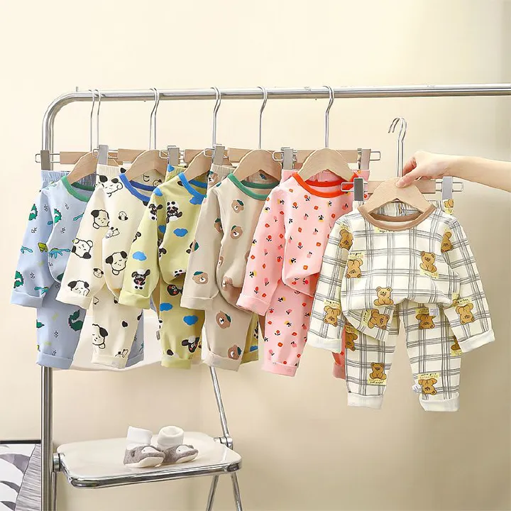 1set Children's Underwear Set, New Style for Baby in Autumn! Boys' Homewear and Girls' Clothing, Lycra Cotton Pajamas, Children's Clothing.