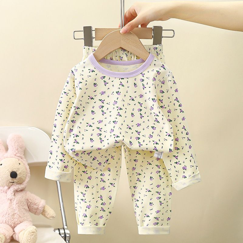 1set Children's Underwear Set, New Style for Baby in Autumn! Boys' Homewear and Girls' Clothing, Lycra Cotton Pajamas, Children's Clothing.