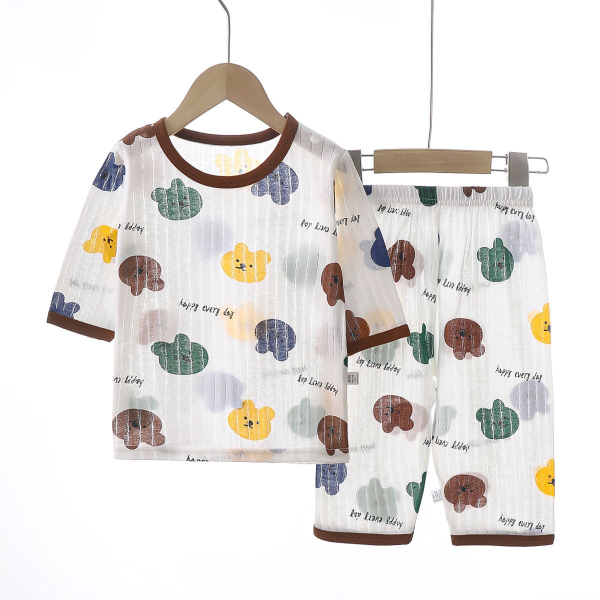 1set Children's Pure Cotton Pajama Set, New Style for Summer! Boys' Clothes, Girls' Thin Homewear and Air-Conditioning Clothes, Children's Clothing.