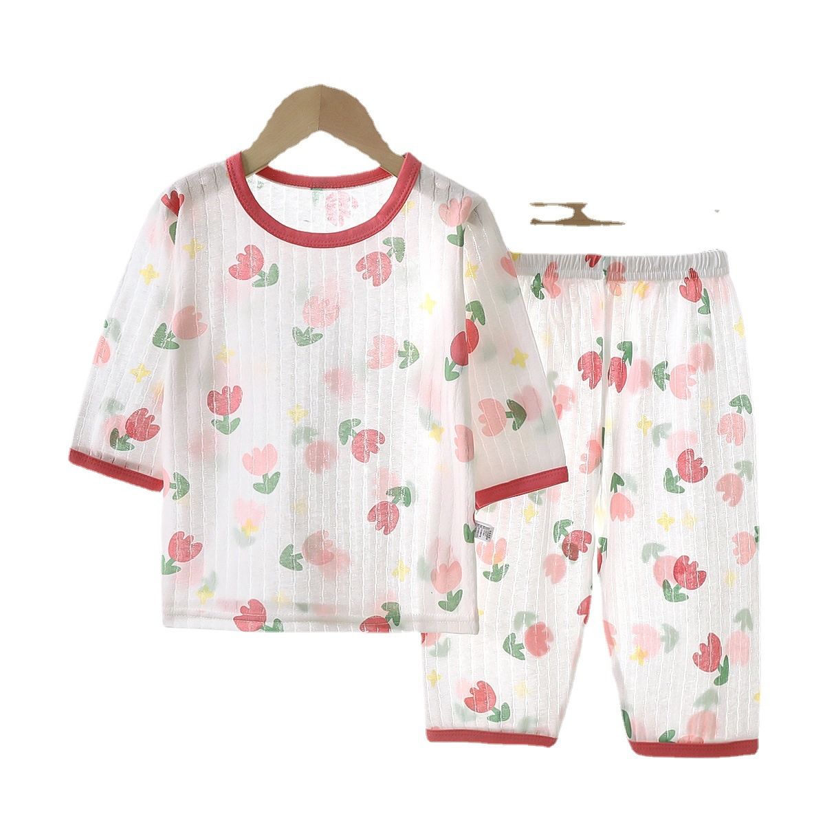 1set Children's Pure Cotton Pajama Set, New Style for Summer! Boys' Clothes, Girls' Thin Homewear and Air-Conditioning Clothes, Children's Clothing.