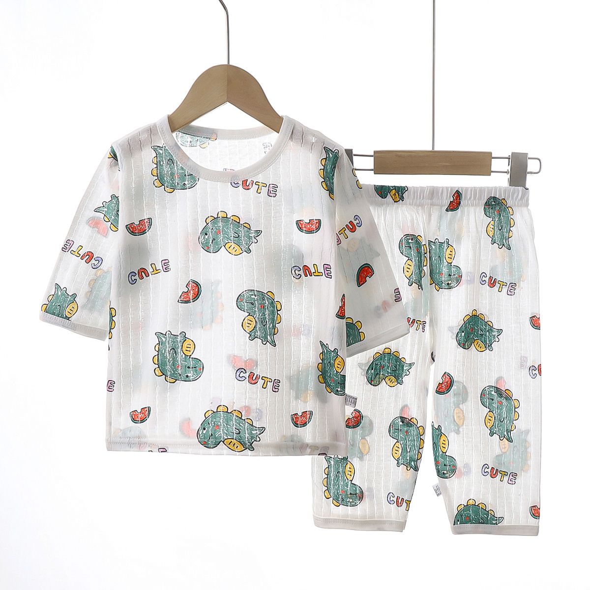 1set Children's Pure Cotton Pajama Set, New Style for Summer! Boys' Clothes, Girls' Thin Homewear and Air-Conditioning Clothes, Children's Clothing.