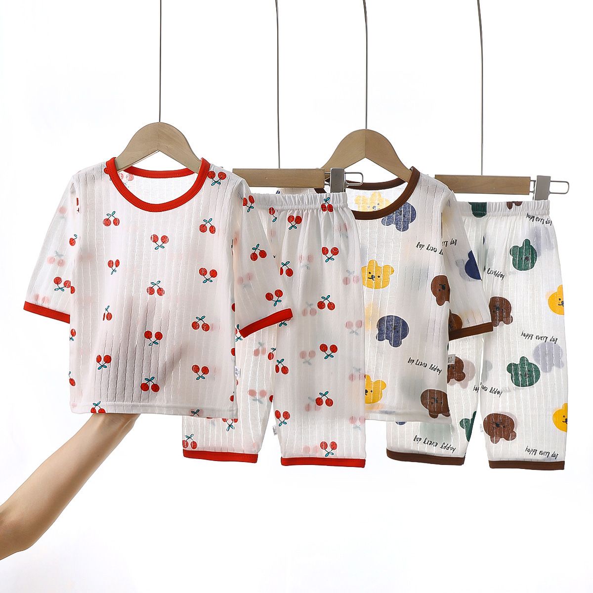 1set Children's Pure Cotton Pajama Set, New Style for Summer! Boys' Clothes, Girls' Thin Homewear and Air-Conditioning Clothes, Children's Clothing.