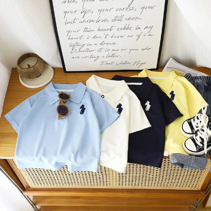 1pcs Children's Short-Sleeved T-Shirts, New Style for Summer 2025! Boys' Polo Shirts with Embroidery, Baby's Fashionable Tops, Children's Clothing.
