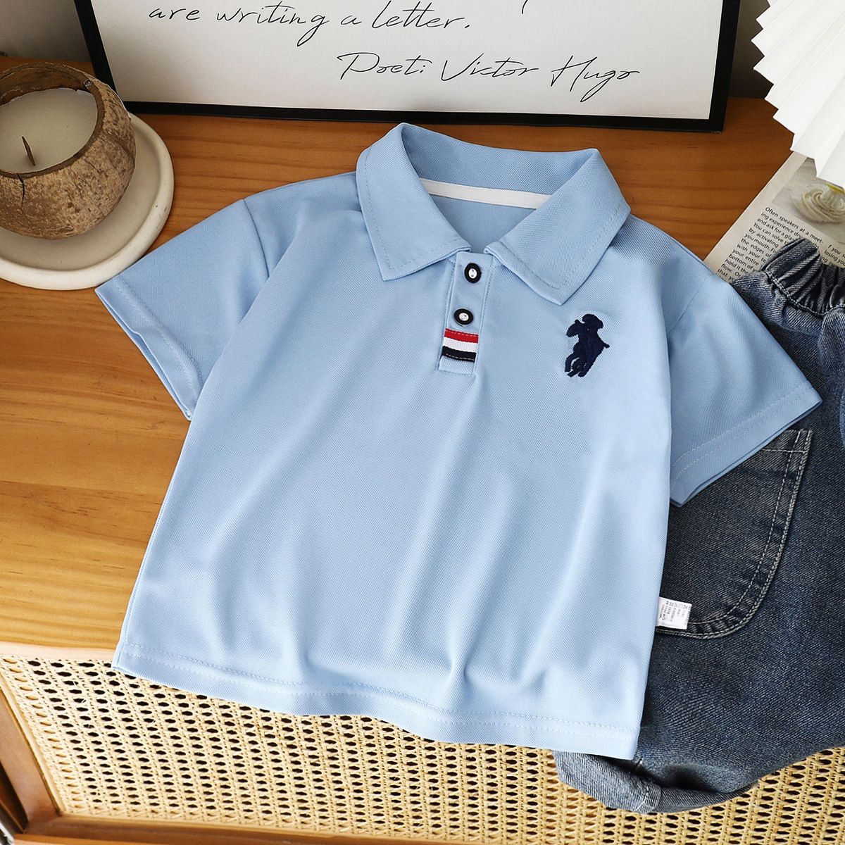1pcs Children's Short-Sleeved T-Shirts, New Style for Summer 2025! Boys' Polo Shirts with Embroidery, Baby's Fashionable Tops, Children's Clothing.