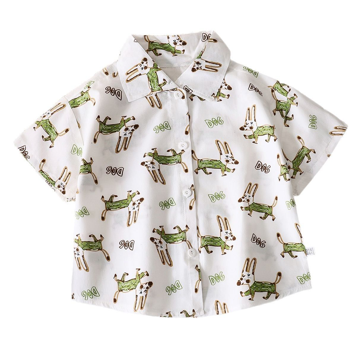 1pcs Boys' Short-Sleeved Cardigan Shirts for Summer, New Style! Pure Cotton Tops with Lapel for Babies, Fashionable Children's Blouses.