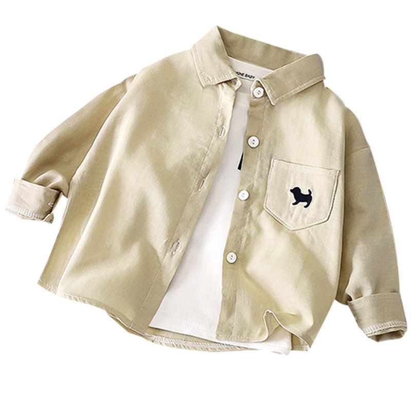 1pcs Boys' Long-Sleeved Cotton Flap-Collar Shirts, New Spring Styles for Toddlers, Baby Cardigans & Outerwear, Kids' Clothing