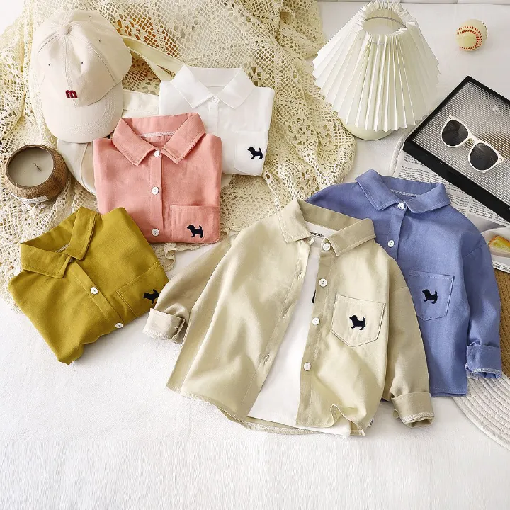 1pcs Boys' Long-Sleeved Cotton Flap-Collar Shirts, New Spring Styles for Toddlers, Baby Cardigans & Outerwear, Kids' Clothing