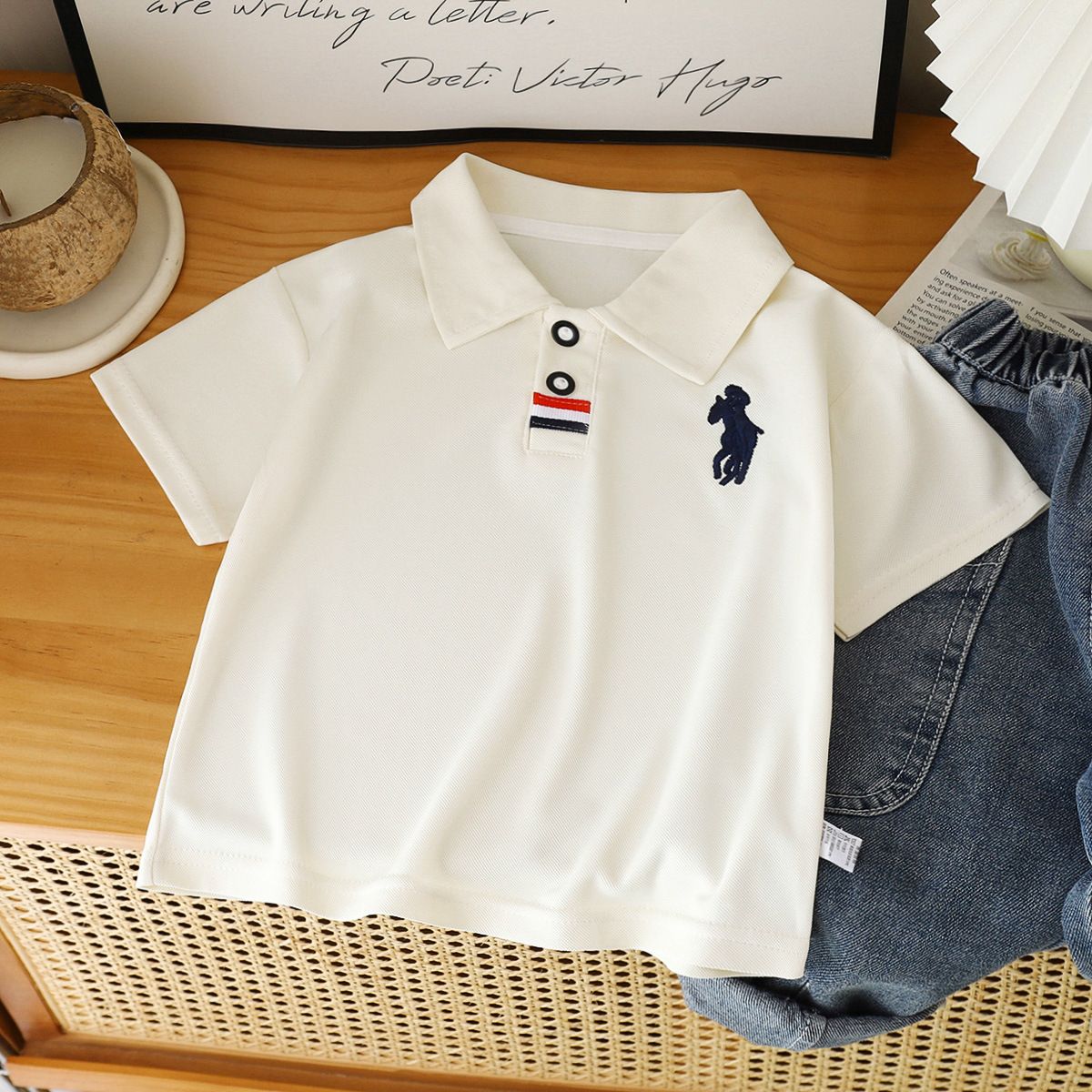 1pcs Boys' Short-Sleeved Polo Shirts, New Summer Styles, Korean Version Flap-Collar, Thin Half-Sleeved Kids' Clothing for Summer.