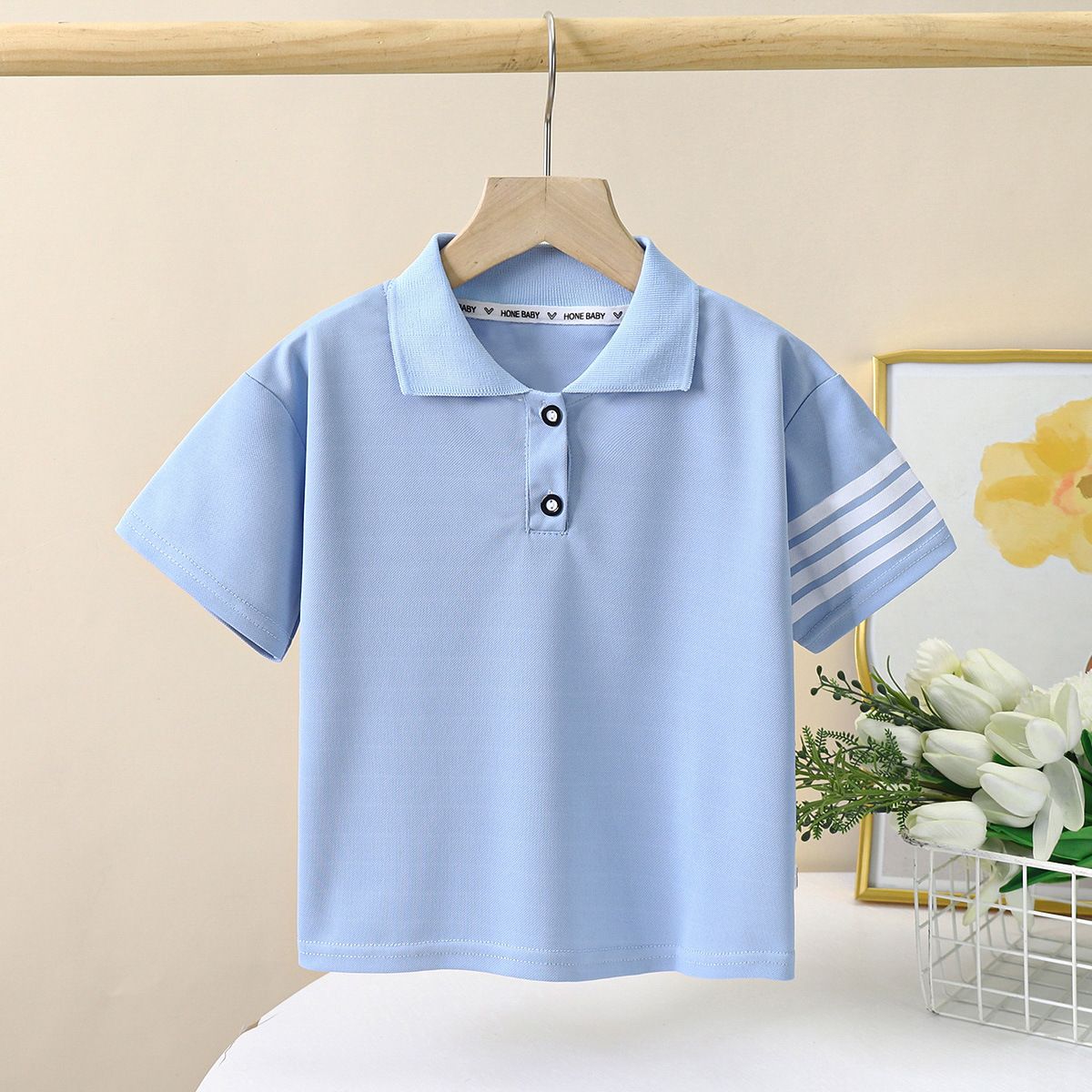 1pcs Boys' Short-Sleeved Polo Shirts, New Summer Styles, Korean Version Flap-Collar, Thin Half-Sleeved Kids' Clothing for Summer.