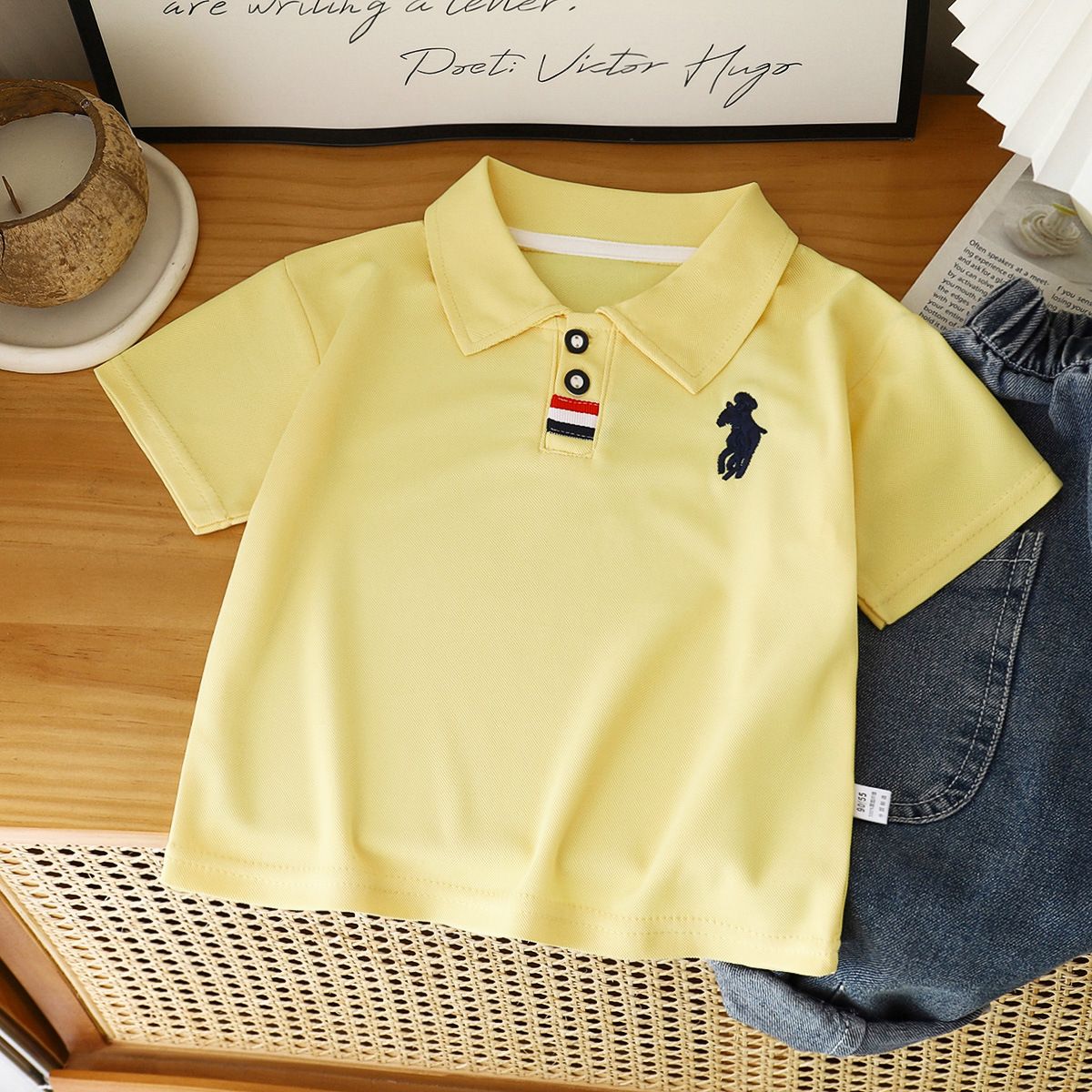 1pcs Boys' Short-Sleeved Polo Shirts, New Summer Styles, Korean Version Flap-Collar, Thin Half-Sleeved Kids' Clothing for Summer.
