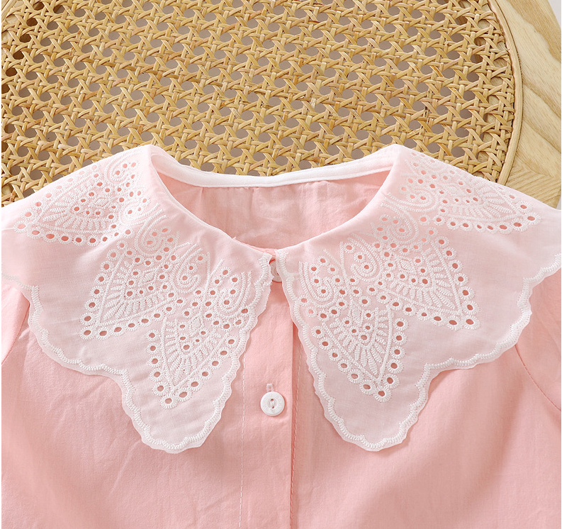 1pcs Girls' New Spring Shirts, Korean Version, Toddler Baby's Lace-Collar Blouses, Pure Cotton Kids' Tops, Children's Clothing.