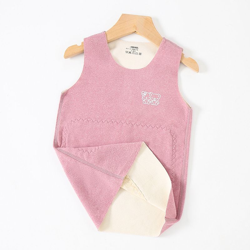 1pcs Children's patch abdominal protection baby vests for autumn and winter, with double-sided (A and B sides) seamless brushed fabric, suitable for both boys and girls.