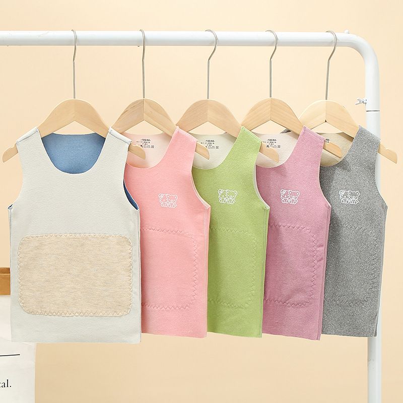 1pcs Children's patch abdominal protection baby vests for autumn and winter, with double-sided (A and B sides) seamless brushed fabric, suitable for both boys and girls.