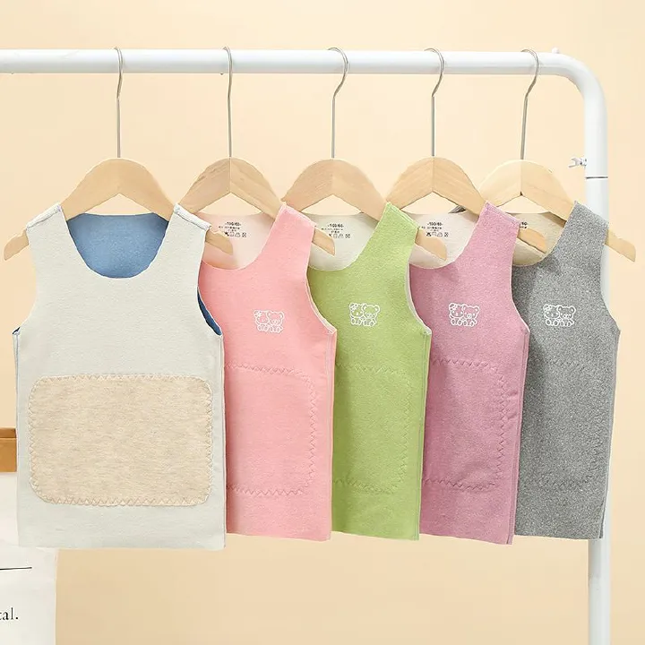 1pcs Children's patch abdominal protection baby vests for autumn and winter, with double-sided (A and B sides) seamless brushed fabric, suitable for both boys and girls.