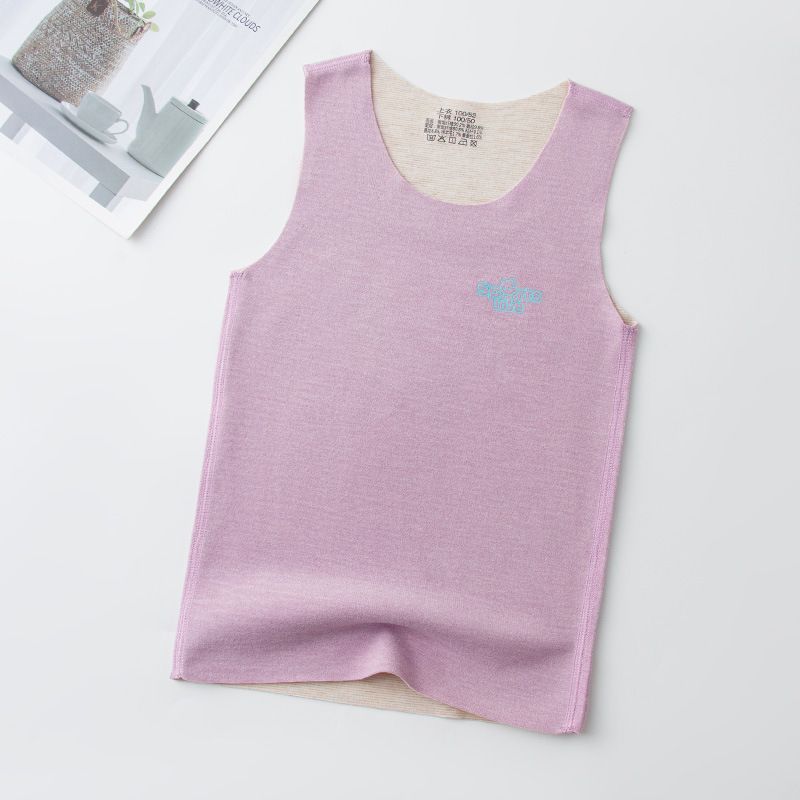 1pcs Antibacterial children's warm vests made of wool and silk, double-sided fleece seamless vests for both boys and girls. They are perfect as base layer shirts or waistcoats for autumn and winter.