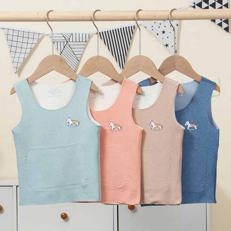 1pcs Autumn and Winter Children's Warm - up Vests. Seamless, with A and B sides. For boys and girls, suitable for inner - wear. With patch abdominal protection, ideal as base - layer waistcoats.