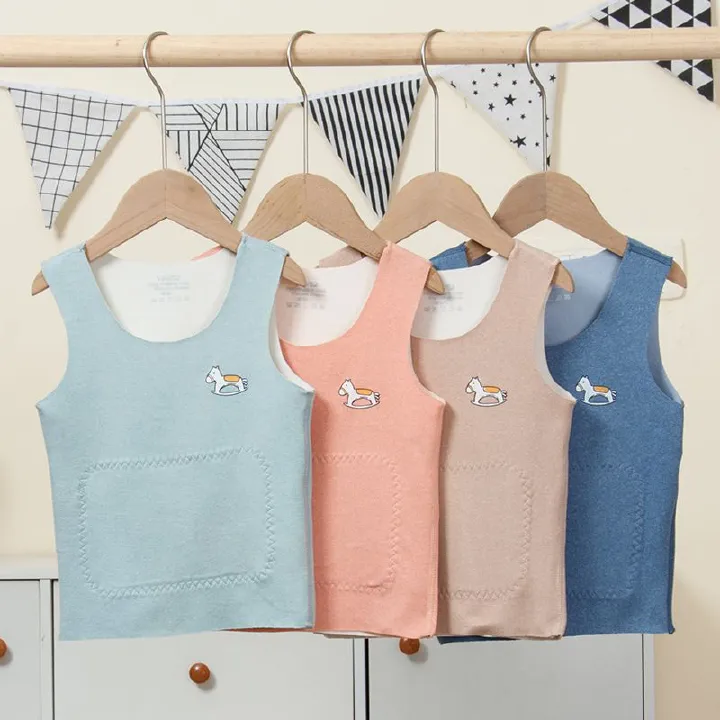 1pcs Autumn and Winter Children's Warm - up Vests. Seamless, with A and B sides. For boys and girls, suitable for inner - wear. With patch abdominal protection, ideal as base - layer waistcoats.