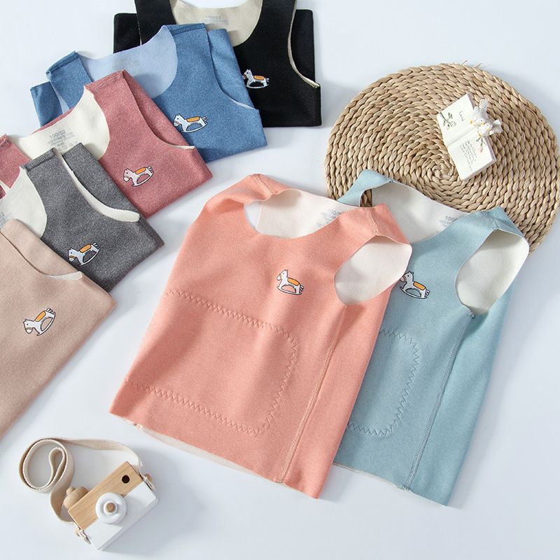 1pcs Autumn and Winter Children's Warm - up Vests. Seamless, with A and B sides. For boys and girls, suitable for inner - wear. With patch abdominal protection, ideal as base - layer waistcoats.