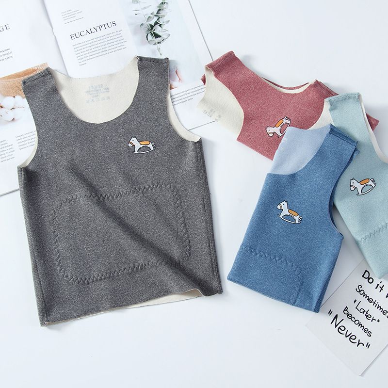 1pcs Autumn and Winter Children's Warm - up Vests. Seamless, with A and B sides. For boys and girls, suitable for inner - wear. With patch abdominal protection, ideal as base - layer waistcoats.