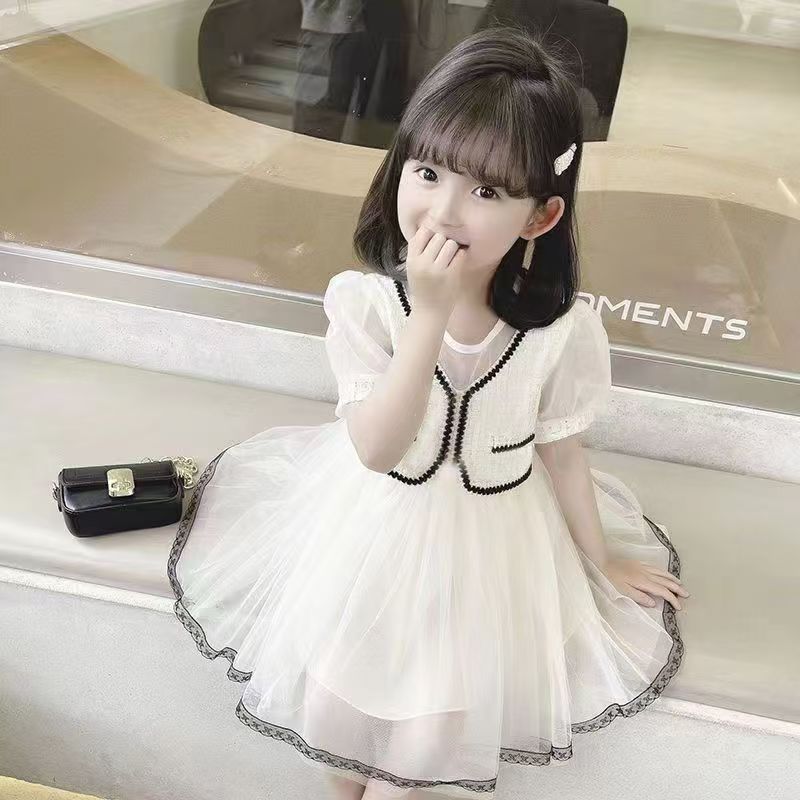Girls' Summer Dresses, New Stylish Designs for Children, Little Girls' Princess Dresses, Kids' Summer Clothing, Colorful Cultural Dresses Suitable for Festivals (Without Crown)