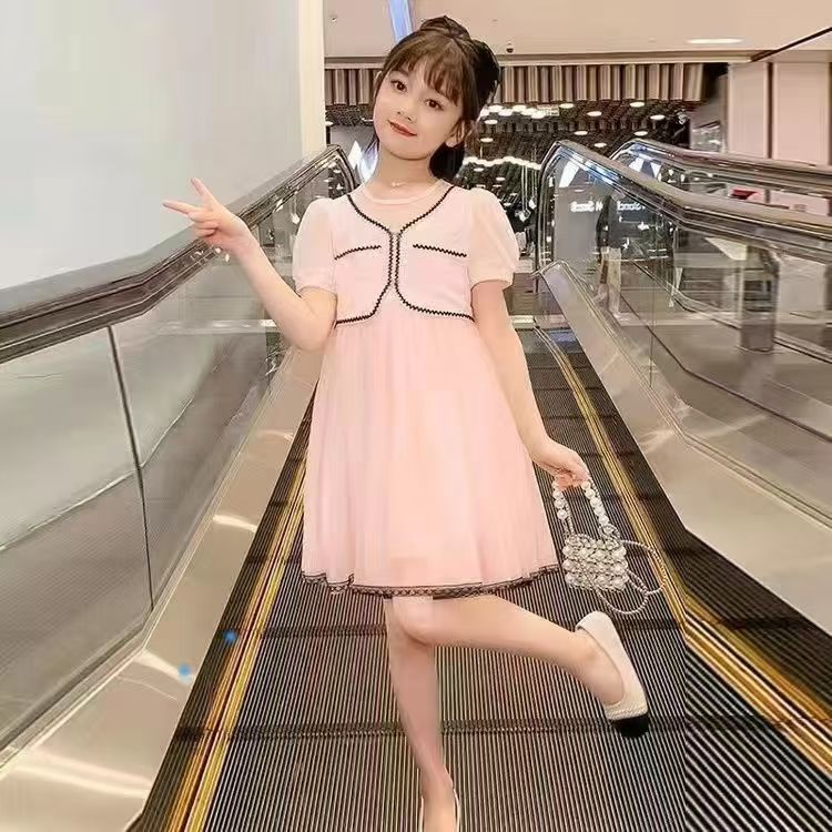 Girls' Summer Dresses, New Stylish Designs for Children, Little Girls' Princess Dresses, Kids' Summer Clothing, Colorful Cultural Dresses Suitable for Festivals (Without Crown)