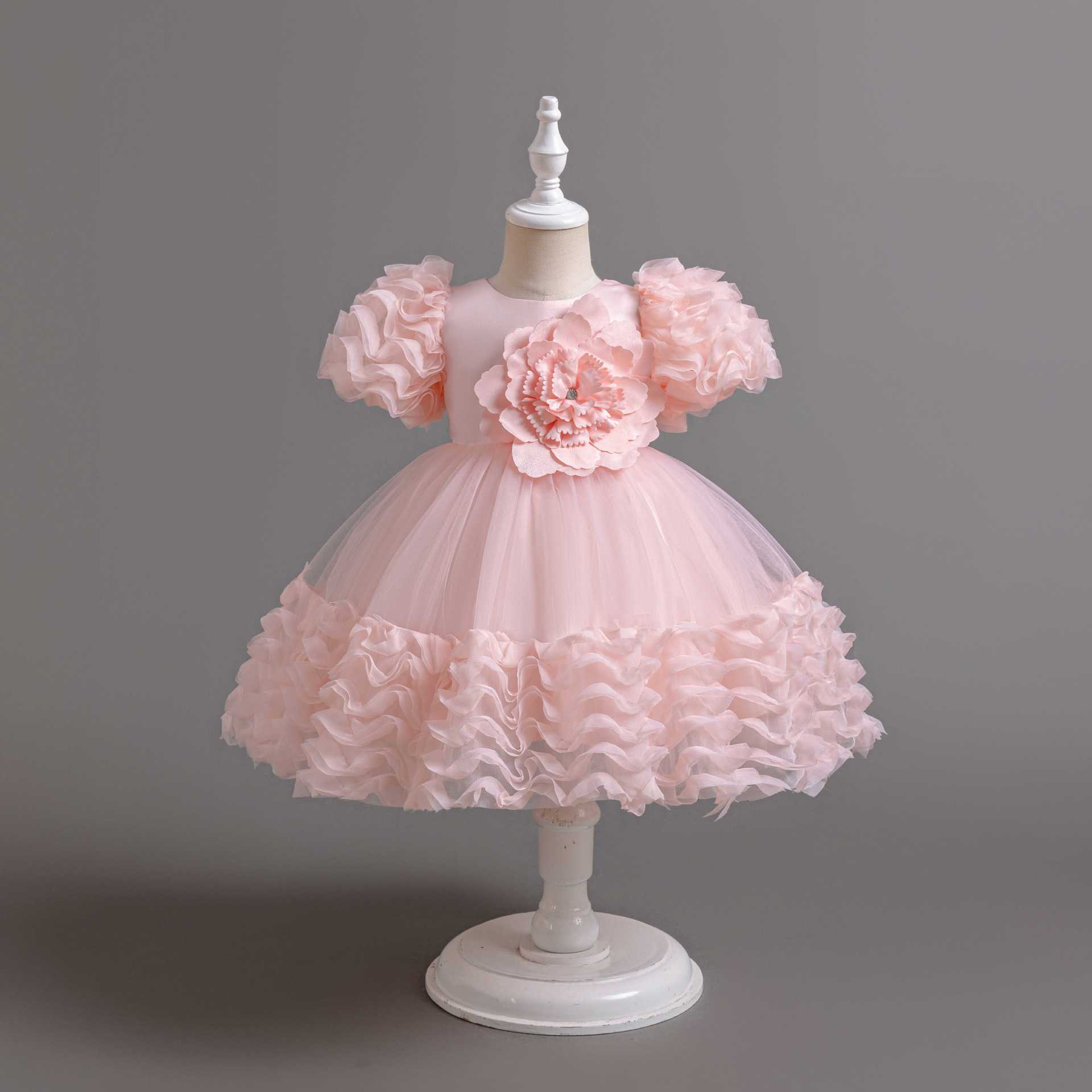 "Girls' Summer Princess Ball Gown | Sheer Tulle Performance Dress | Birthday & Piano Recital Formal Wear"