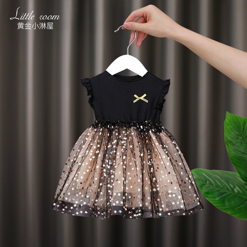 New Summer Dress for Baby Girls - Korean-style Cotton Puff Skirt with Tulle Princess Design, Extremely Fairy-like and Stylish