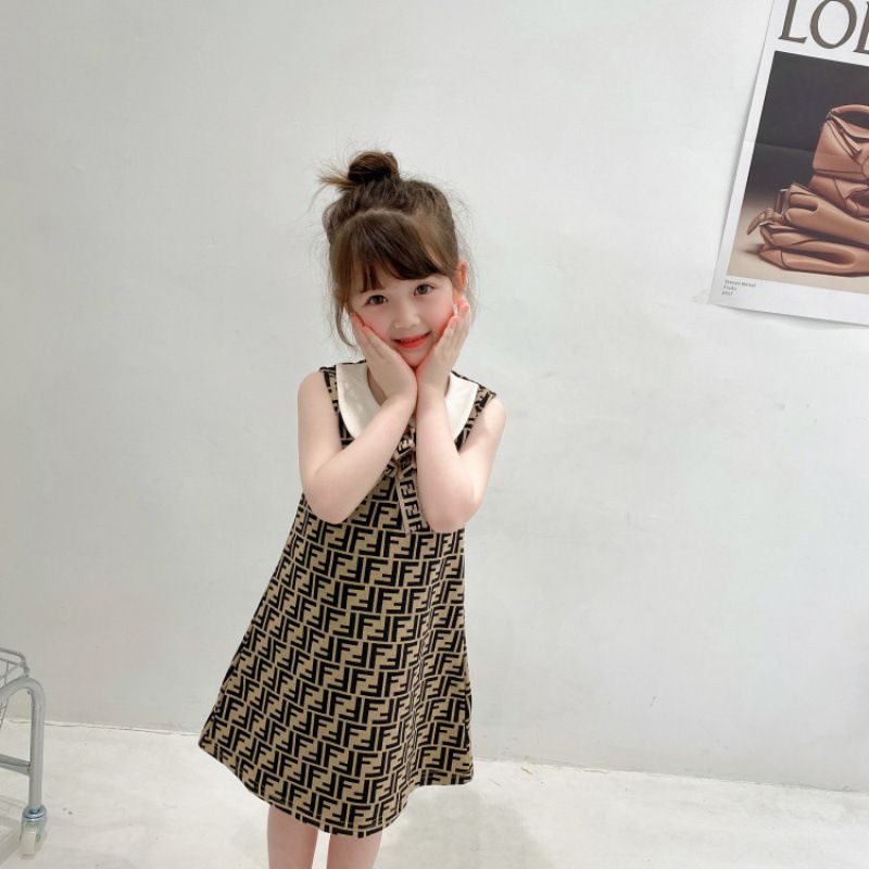 Girls' Sleeveless Letter Print A-Line Sundress | Summer New Arrival