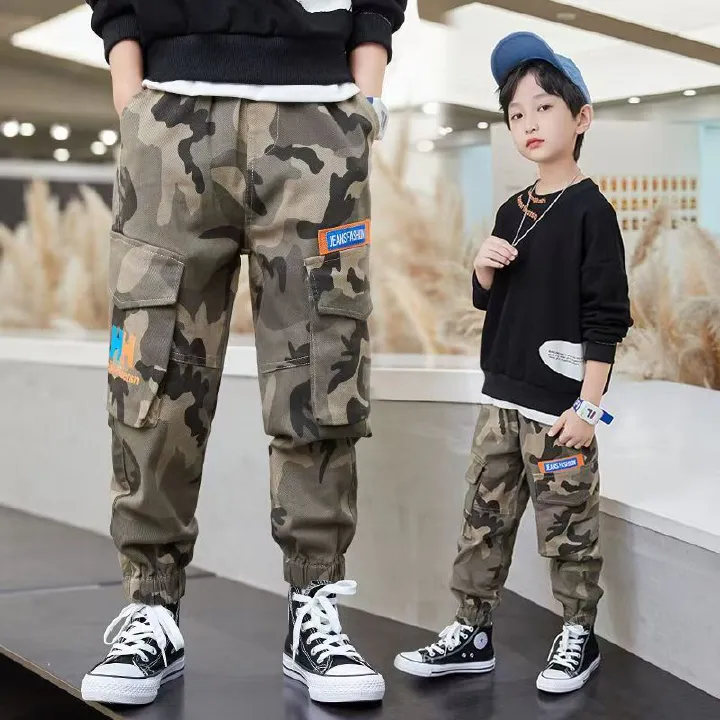 Children Outdoor Camo Trousers Kids Pants Boys Casual Pants Kids Clothing Cotton Boys Long Trousers Children Sport Pants Spring