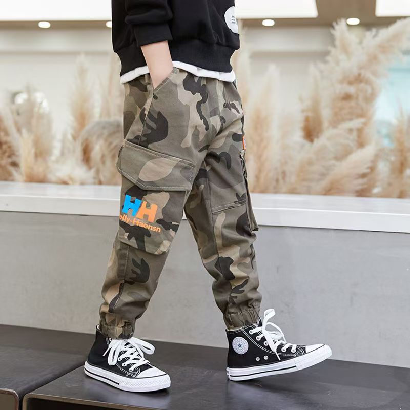Children Outdoor Camo Trousers Kids Pants Boys Casual Pants Kids Clothing Cotton Boys Long Trousers Children Sport Pants Spring